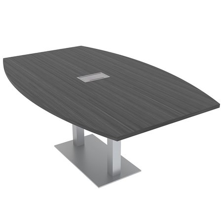 SKUTCHI DESIGNS 6X4 Conference Table with Power And Data, Square Base, Boat-Shaped 6 Person Table, Asian Night HAR-BOT-46X72-DOU-ELEC-ASIANNIGHT